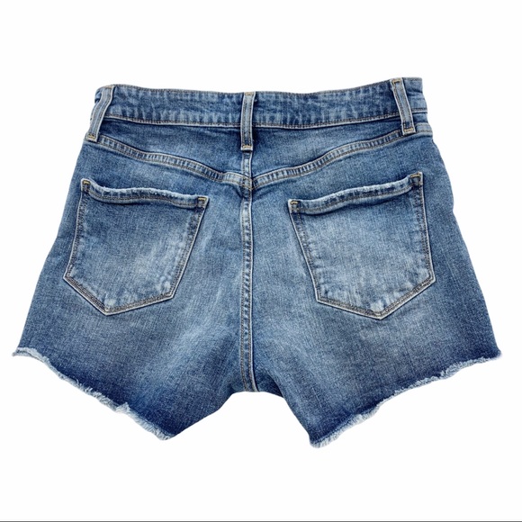 High Rise Zipper Sides Distressed Denim Stretch Blue Jean Shorts by Arizona - Picture 2 of 11